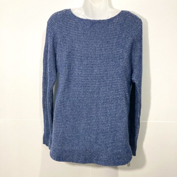 Jana Womens Knit Pullover Sweater Angora Blend Blue long Sleeve Crew neck S/P - Picture 2 of 8